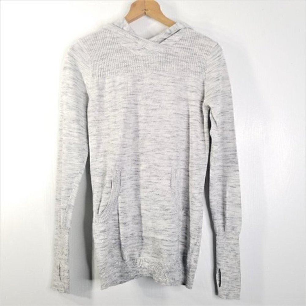 Akini Heathered Grey Pullover Hoodie Ribbed